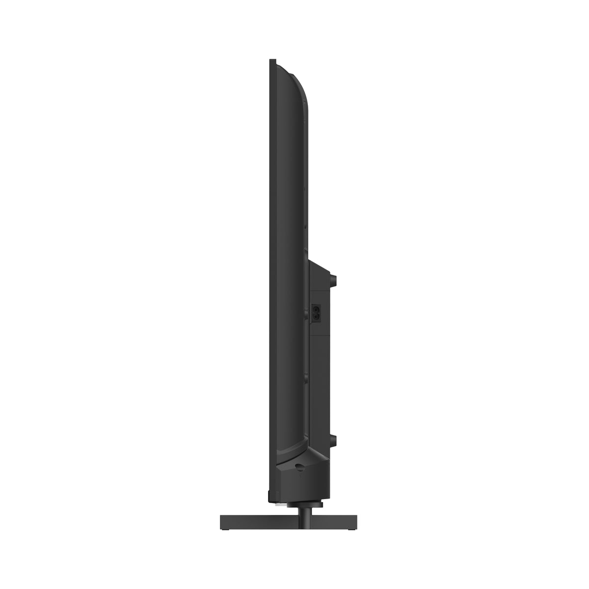 Black flat-screen TV side view on a white background
