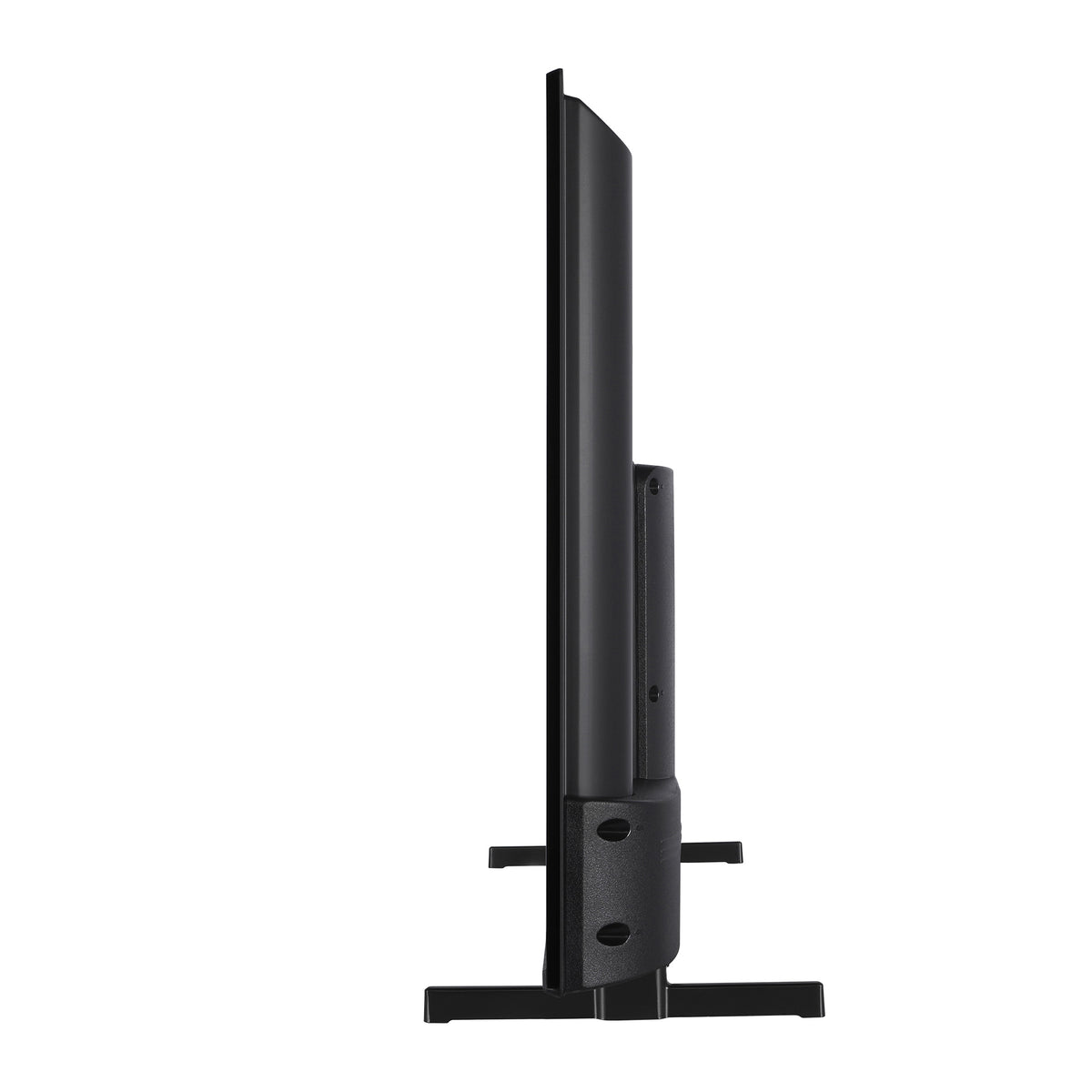 Black TV side view stand on a white background