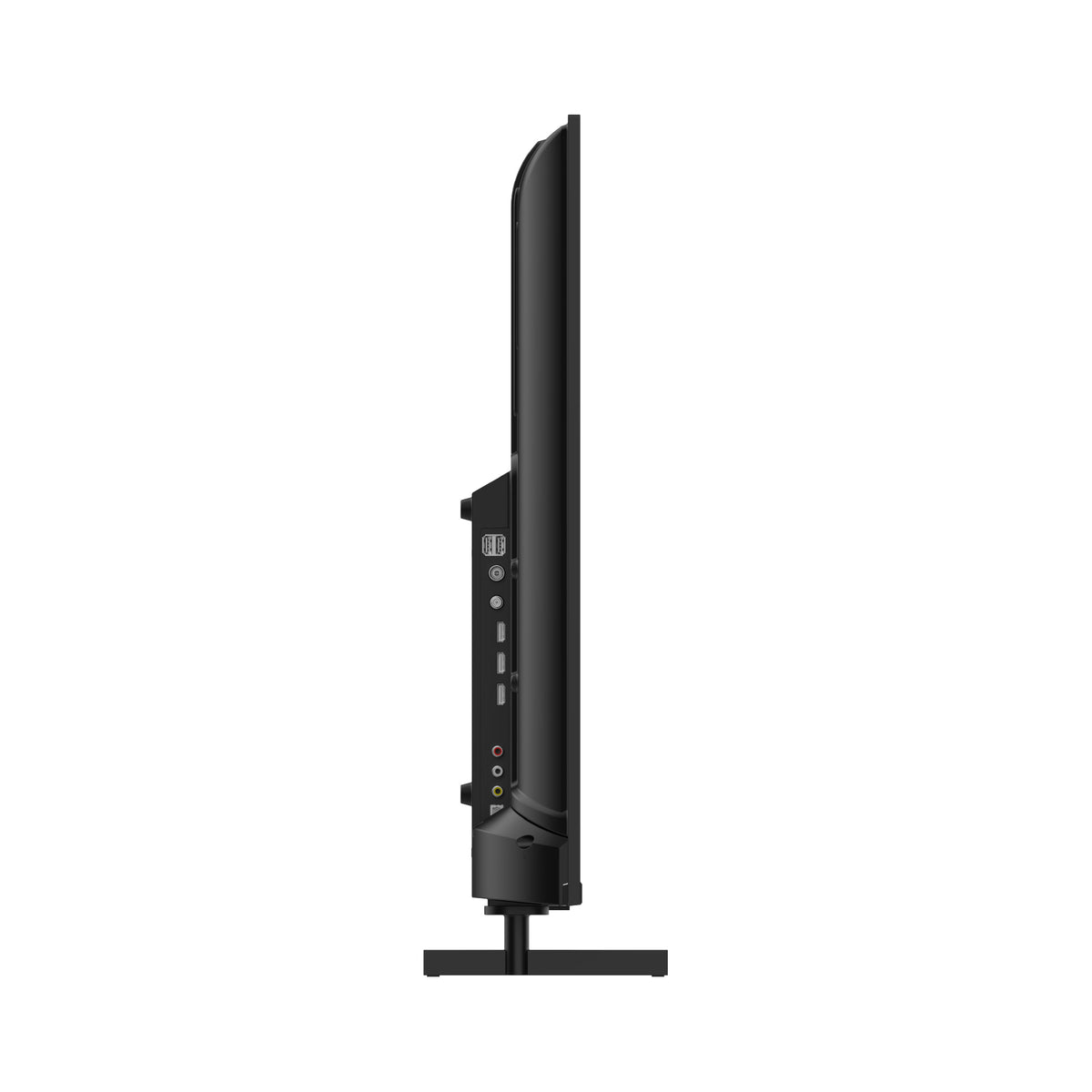 Black flat screen TV on a white background