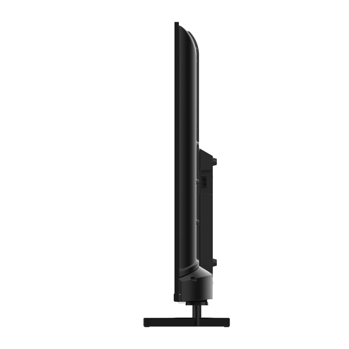 Black flat-screen TV on a white background
