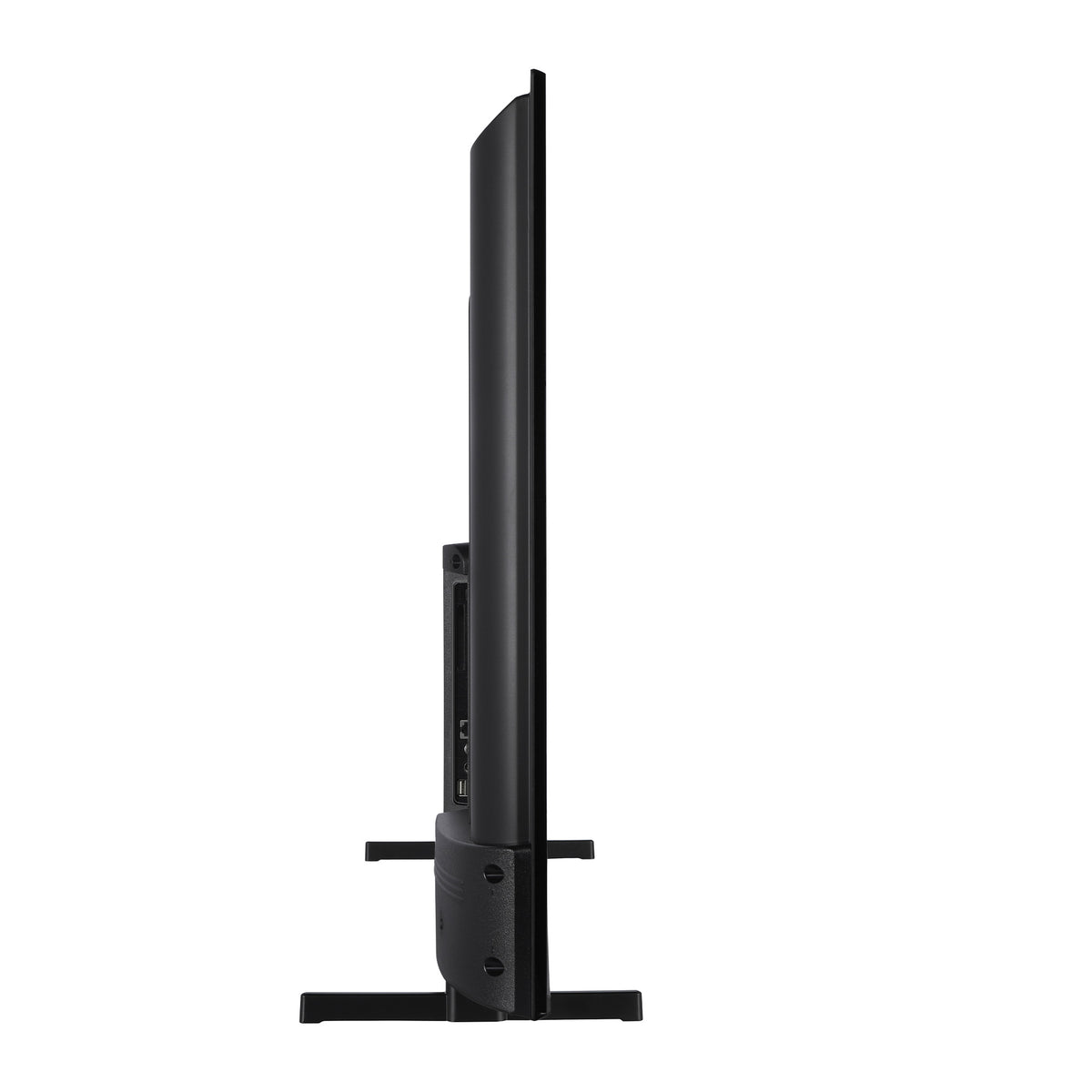 Black TV side view stand on a white background