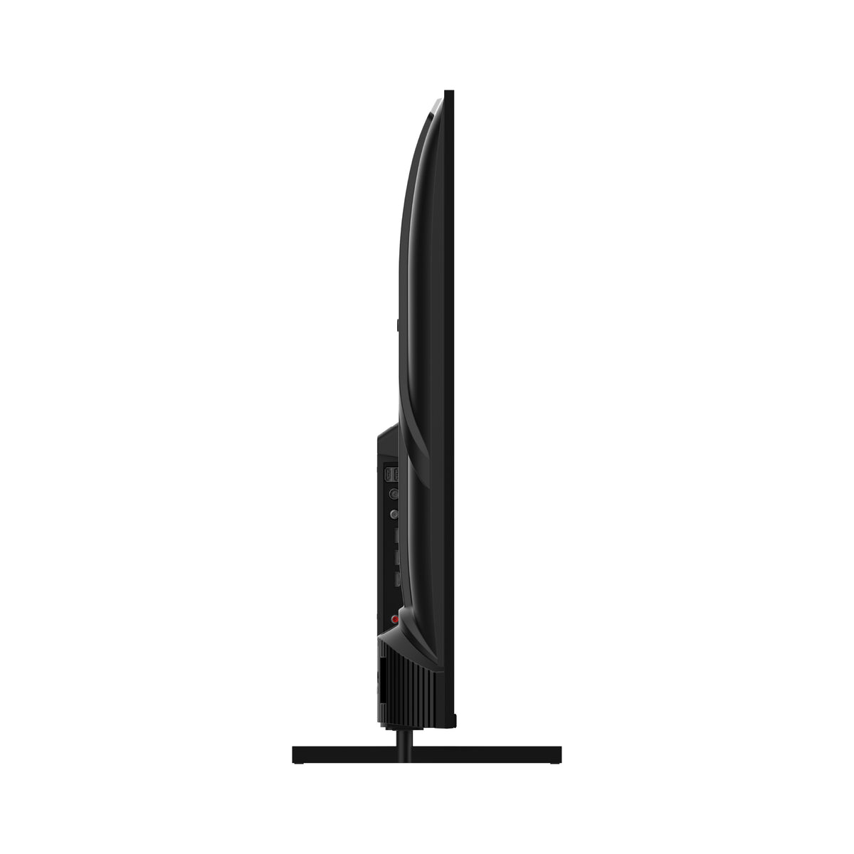 Black TV side view on a white background